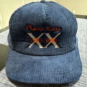 Vintage Chicago Bears Snapback Hat Super Bowl XX 80s Corduroy Cap Da Bears